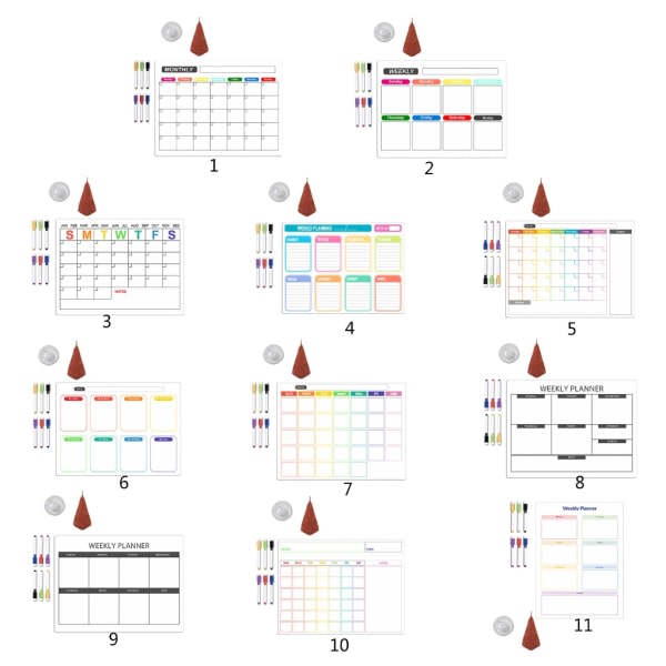 Kylskåp Magnetisk kalender Veckoplanerare Magnetisk kalender Whiteboard Månadslista Shopping List Board null - CT804