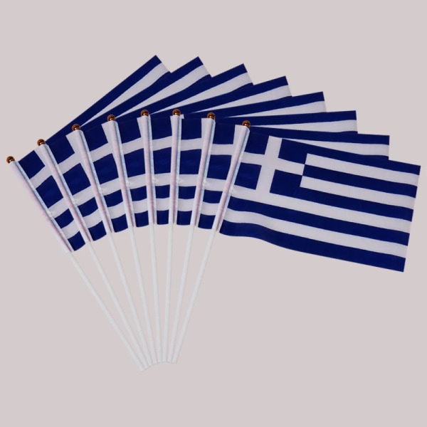 Anpassad handflagga 100 st Greklands handflagga Nationell grekisk handflagga 14*21 cm flygande banderoll i polyester