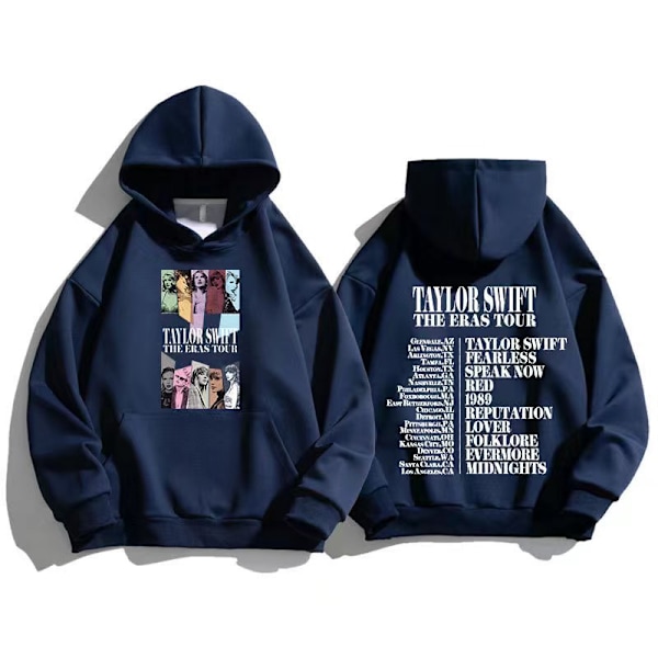 Men Women Taylor The Eras Tour Autumn/Winter Taylor SwiftFashion Hoodie Fan Hoodie mørkeblå dark blue XS