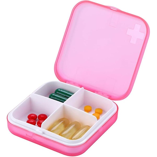 Pill Organizer - Portable Pill Box Small Pill Box for Purse or Pocket Excellent Pill Organizer (Green, 4 Compartments)