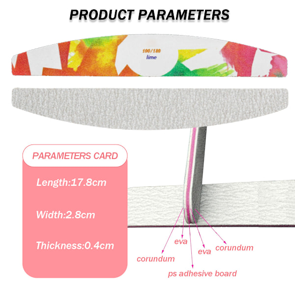6 stk grov neglefil 100/180 grit, kraftige neglefiler for akryl/naturlige negler, grov neglefil for hjem og salong