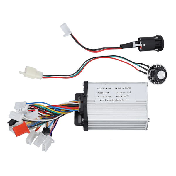 36V 48V 350W Svart kant børsteløs kontroller med tenningslås og hastighetskontrollknapp