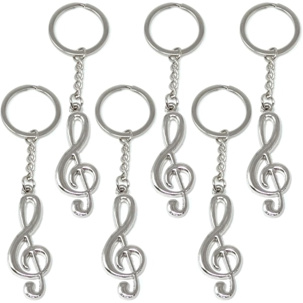 6 pcs metal musical notes music symbol key chains key chain key rings for decoration