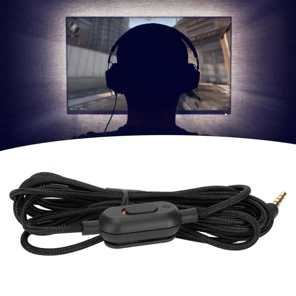 Gaming Headset-kabel Vevd hodetelefonledning med volumkontroll og dempingsbryter for Logitech G Pro X G433 G233 Svart