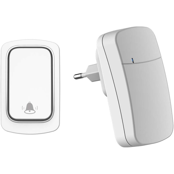 Wireless Self-Powered Doorbell No Battery Required, Range Up to 200m, 38 Rings, 3 Volume Levels, Easy to Install (White)