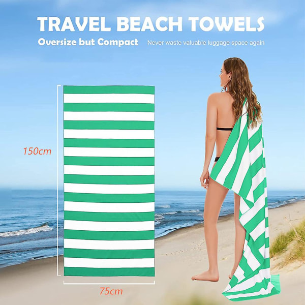 Strandhanddukar i mikrofiber, sandfri strandhandduk, extra stora strandhanddukar för vuxna Green