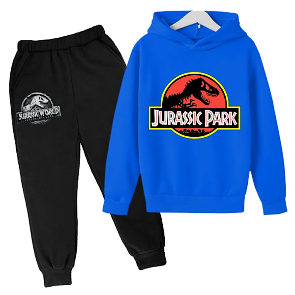 Jurassic Park Dinosaurer Barn Klær Genser + Sett Gutter Jenter Ferie Gave Sweatshirt Vår Høst Frakk Sportsklær Blå Blue 130 cm