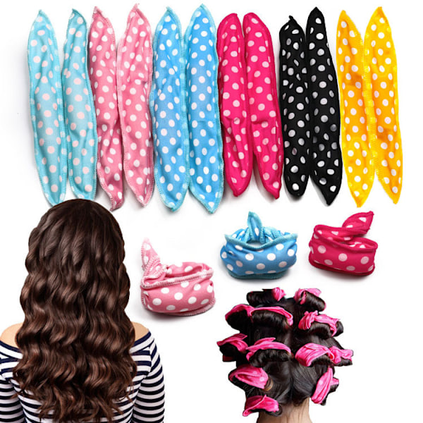 Heatless curling irons no heat curlers styling rollers kit magic hair curlers with styling hooks