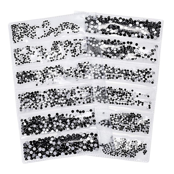 3456 stk. DIY neglekunst diamant glas rhinestones black