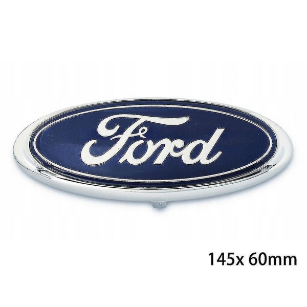 För Ford Badge Oval Blue/Chrome 145x 60mm Fram/Bakre Emblem Focus Mondeo Transit