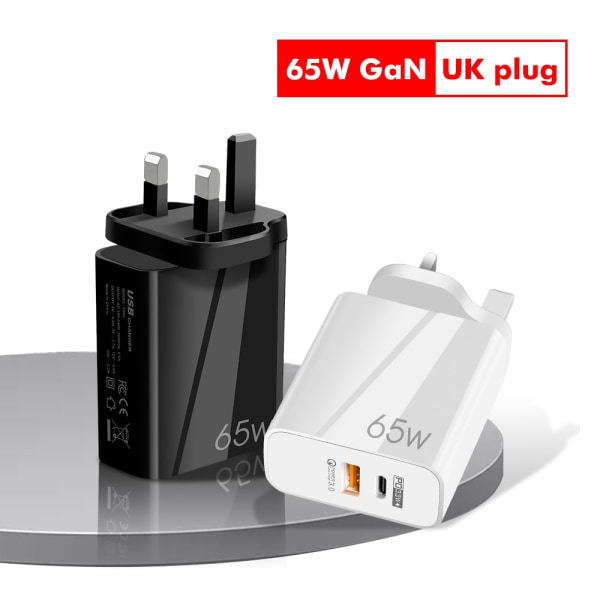 65W GaN Snabbladdare med USB C-kabel, för mobil och MacBook Pro