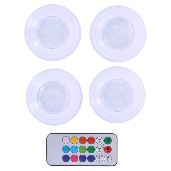 Grundig Battery Powered LED RGB Spotlights with Remote Control - 4-Pack