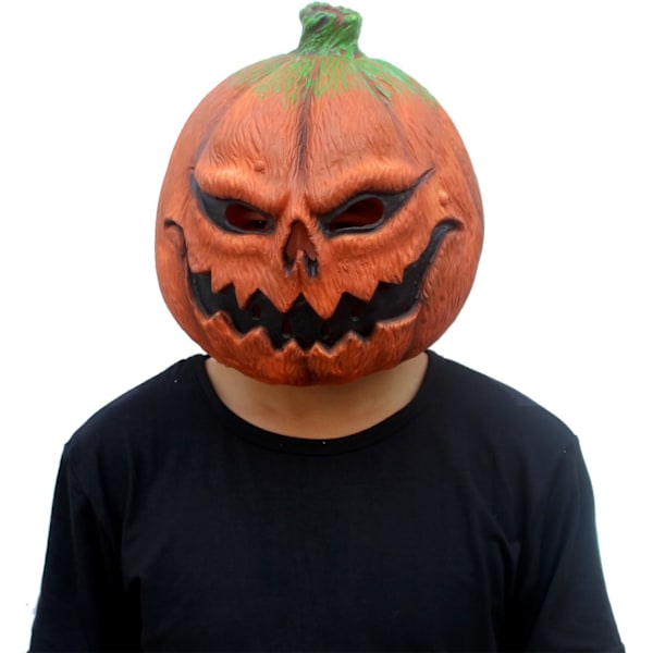 Läskig pumpa latexmask, helhuvudmask, fågelskrämma, dekoration, halloweenkostym, fest