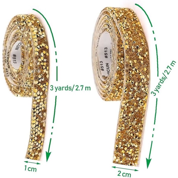 Kristallstrassband, 2 rullar självhäftande harts strassband Diamantdekal Sparkling Strip Bling strassband, för bröllop, födelse