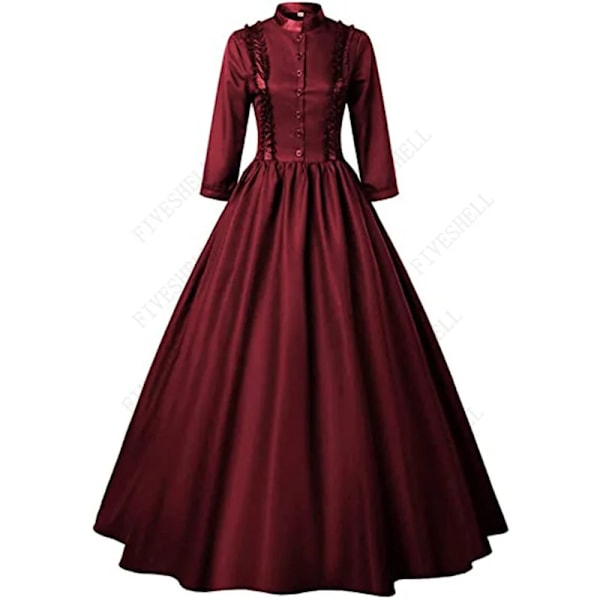 Medeltida Retro Punk Gothic Court Princess Kjole Royal Lady Ball Kjole Elegant Vampyr Djævel Jul Viktoriansk Kostume Vestidos Petticoat Petticoat M