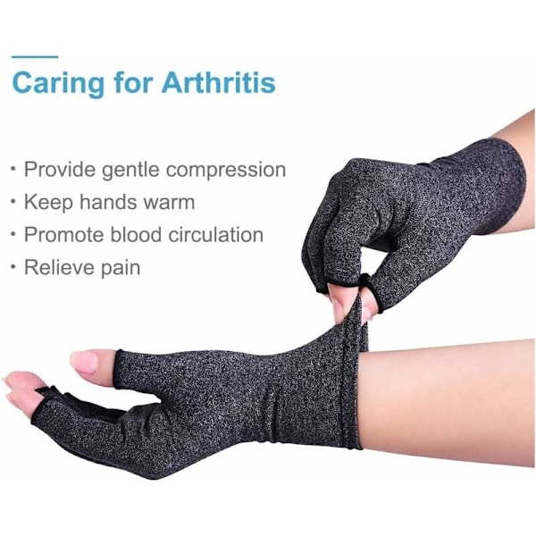 Pairs Arthritis Compression Gloves Wrist Guard - Videopelien ja nivelrikon kivunlievitykseen, koko M, harmaa