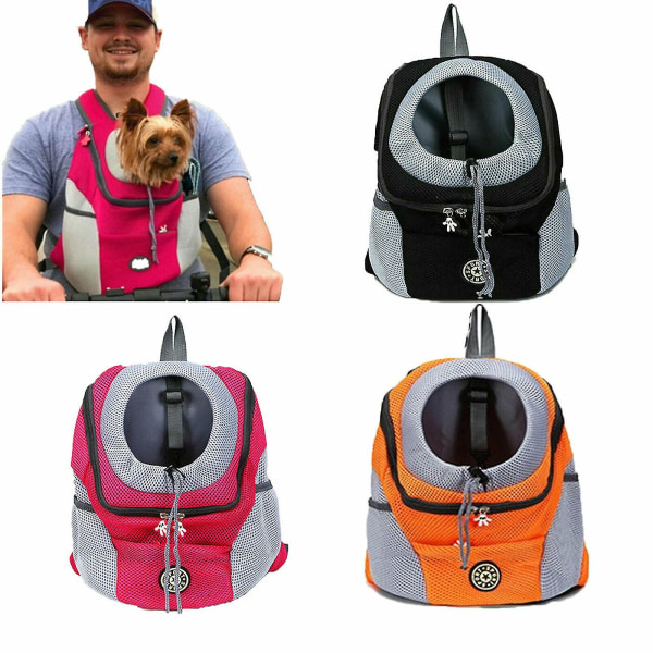 Resväska för husdjur, hund, valp, resemesh-ryggsäck, bärbar axelväska, orange Orange S