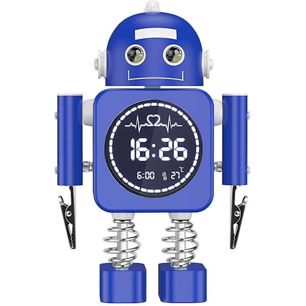 Kids Alarm Clock, Robot Digital Alarm Clock for Boys and Girls (Blue)