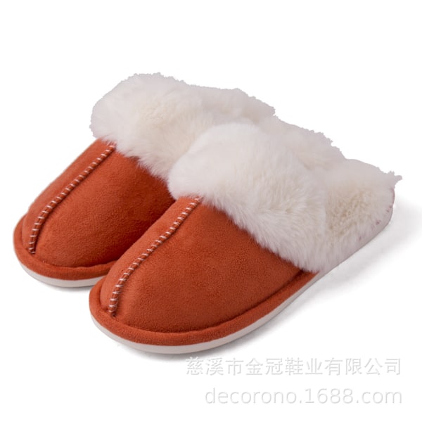 Vintervarme plysstof slippers til kvinder Flade sko Indendørs glidetøj rød red 40-41 (fits 38-39)