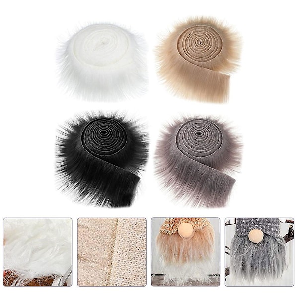 4 stk Kunstig Pels Bånd Stoff Lodne Pels Stoffer DIY Håndverk Fluffy Strimler