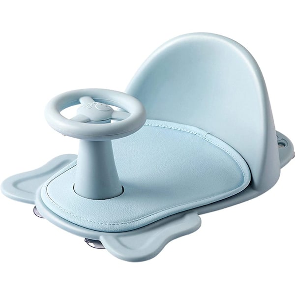 Hellery Suction Cup Children Bath Chair Safety Shower Chair Backrest Bath Chair for Toddlers from 6 Months - Blue