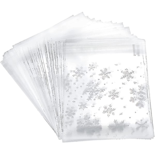 200 pcs Snowflake cookie bag Clear plastic bag Transparent candy Christmas