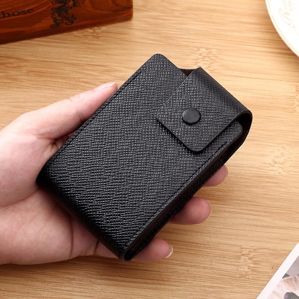 Men Leather Organ Wallet Rfid Blocking ID Case Package Bag Holder Black Black)