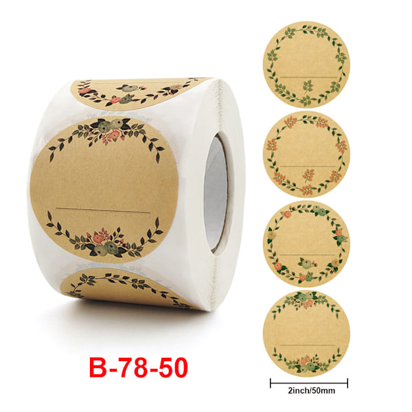 (500 labels per roll) Brown Kraft sticker (B-78-50)