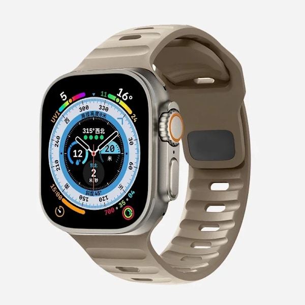 Silikoniranneke Apple Watchille 49mm 44mm 45mm 40mm 41mm 42mm 38mm Ultra 2 Sport Correa Armband iwatch Series 9 8 7 6 5 se brown