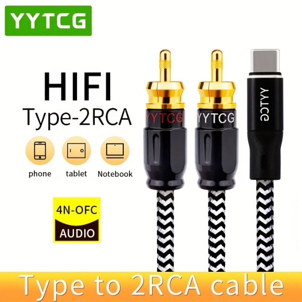 USB C RCA Audio Cable Type-C To 2 RCA Cable 2rca Jack Type C RCA Cable For Android Speakers Home Theater TV 2m3 Type-C To 2 RCA