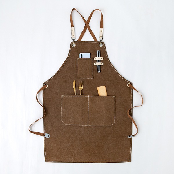 Canvas Apron, Barista, Florist, Hairdresser, Hairdresser, Florist, Restaurant, Bar, Work Wear (Brown),