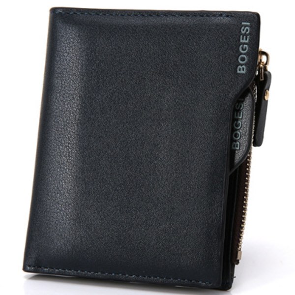 Card Holder Coin Purse Men's Bag Pu Leather Men's Zipper Wallet Card Cash Holder Coin Purse (Multi) Blue