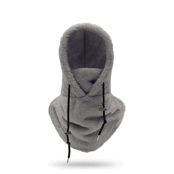 Sherpa Hood Ski Maske Vinter Balaclava Koldt Vejr Vindtæt Justerbar Varm Hætte Cover Cap Beanie Halstørklæde Grey