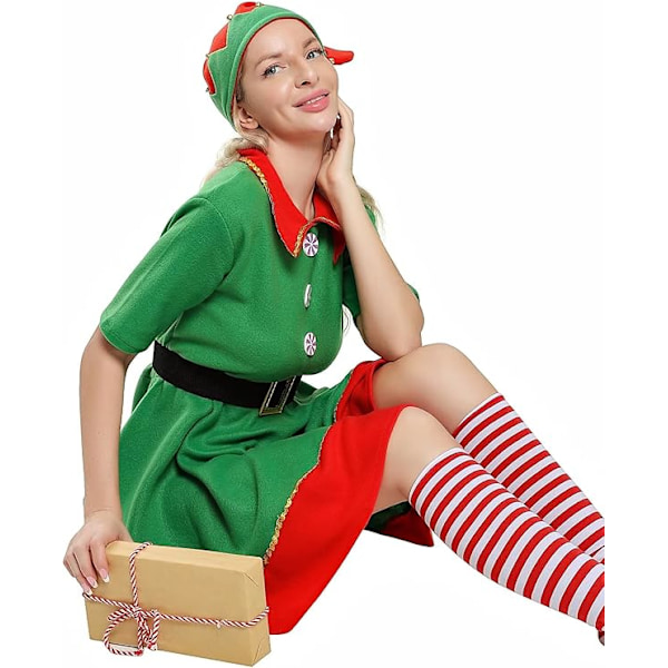 Halloween/Julekostumer Festlig Elf Tøj Elf Hat Sæt Skjorte Bukser Kjole Julekarneval Cosplay Mænd Kvinder Voksen F&Q 180cm