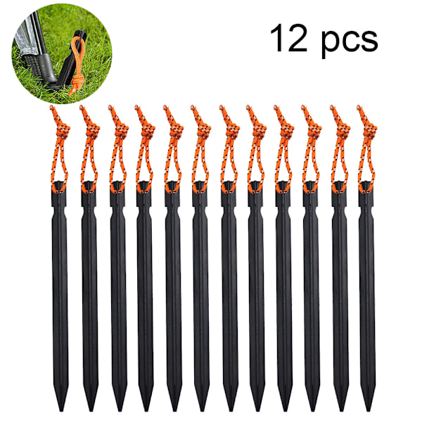 Tent pegs, 12 pcs Tent pegs Tent Nail Sand pegs (Black)