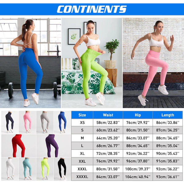 Leggings for kvinner Rumpe løft kvinner bukser Høy midje mage kontroll trening Yoga bukser for kvinner Peach hip sports leggings for jenter S（Lilla）