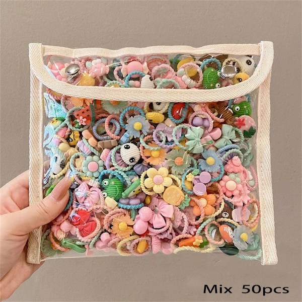 40/50/60pcs/lot Kids Children Hair Accessories Cartoon Elastic Hair Bands Baby Small Animal Cute Girls Headwear