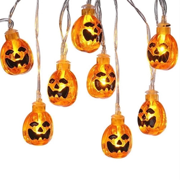 Halloween light string, 20 LED orange pumpkin 3 JAW acrylic pumpkin