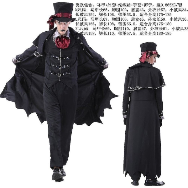 Snabb leverans Real Shot Halloween Vampyr Kostym Par Död Klänning Demon Kostym Karaktär Kläder Stil 1 Style 1 XL