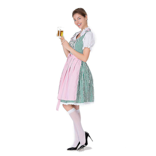 Nopea toimitus Naisten saksalainen Dirndl-mekko Puku Baijerin Oktoberfestiin Halloween-karnevaaliin Vihreä Green 2XL