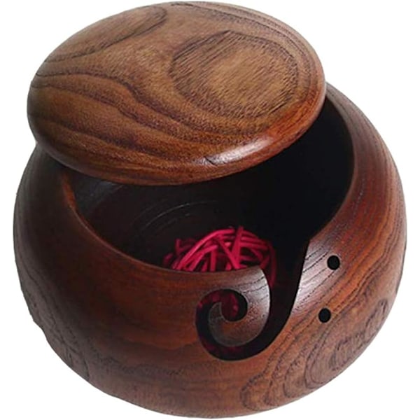 Yarn bowl Wooden yarn bowl with lid