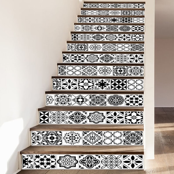 13 self-adhesive step stickers in cement tiles - stickers for step risers (18 x 100 cm)