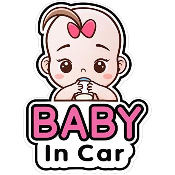 Pack of 2 baby in the car sign and sticker bulletin board, cute baby window car sticker (girls style)