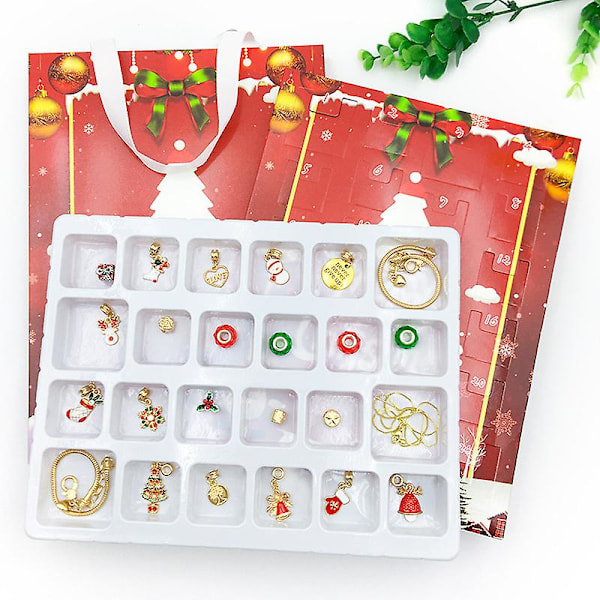 Julekalender 2023 Smykke Adventskalender DIY Armbåndssæt Ringe Øreringe Smykkekalender Julekalender Julegaver til Kvinder Piger Børn