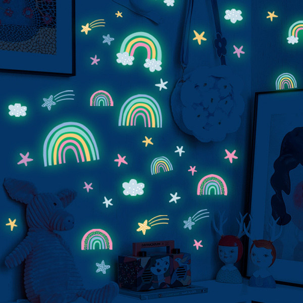 Cartoon rainbow cloud luminous wall decals for kids room