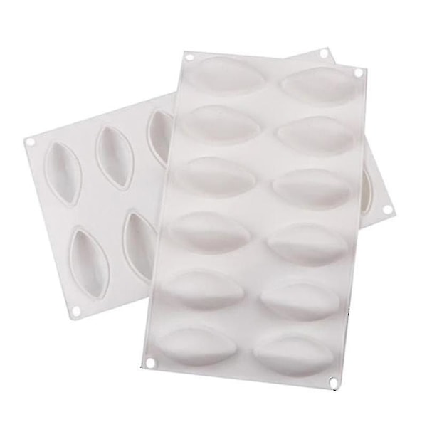 12 hull silikonform for fondant, quenelle-formet mousseform