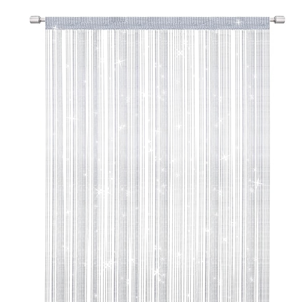 Snörgardiner Dörrmygggardin, Elegant avdelartofsgardin för heminredning, skiljegardin för dörrar och fönster, vit (100x200cm)
