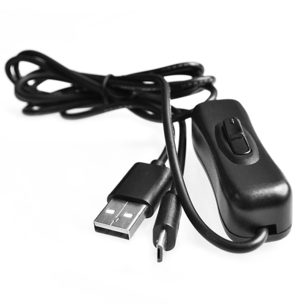 1m USB till Micro USB med på/av-knapp Laddare Power för Raspberry Pi black