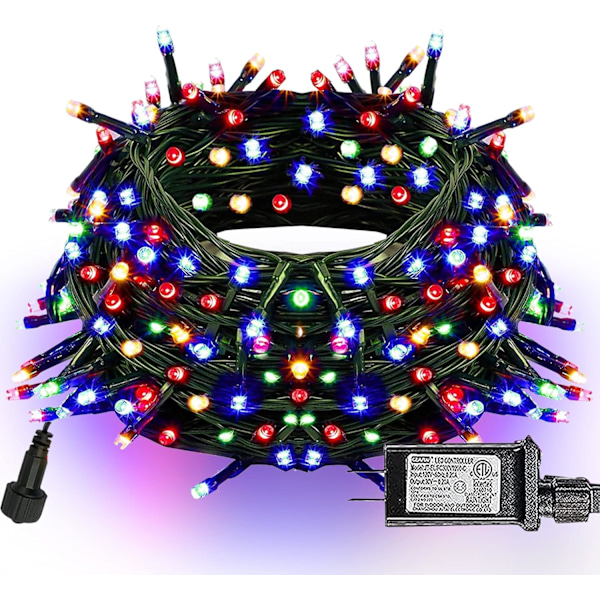 Lysende 300 LED julelys, 30,5 meter sammenkoblingsbare, vanntette flerfargede Multicolored 300 LEDs