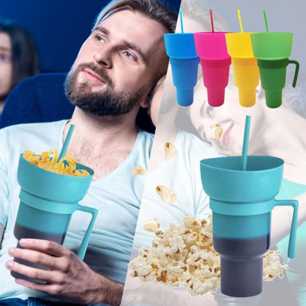 Stadium Tumbler Popcorn Cup Snack Cup Multifunktionell Cup 1000m blue 1L